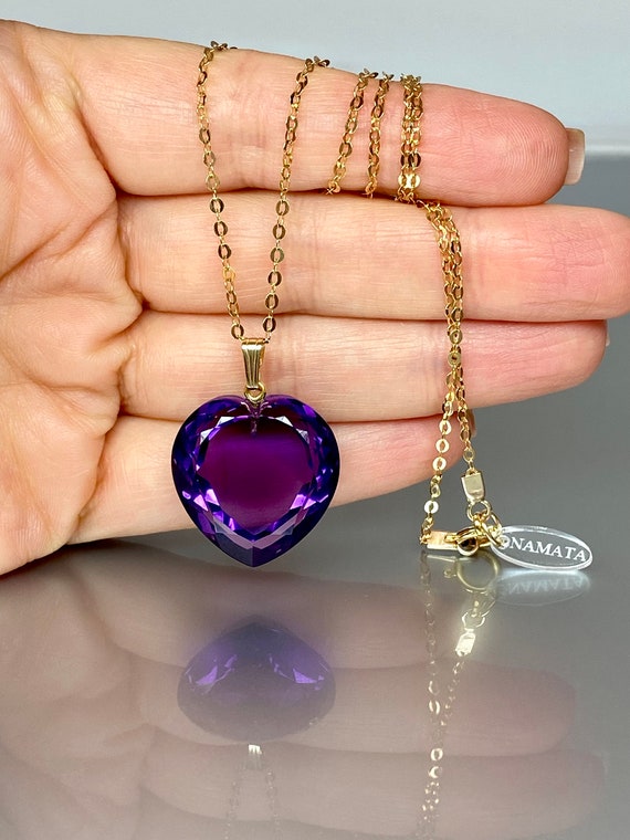 Heart Necklace 14k Gold-Filled with Amethyst-color Crystals Heart Necklace 14k Gold-Filled with Amethyst-color Crystals