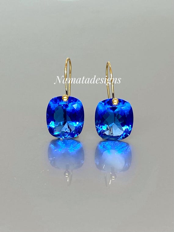 14K/18K Gold Tanzanite Dangle Earrings:  December Birthstone Gift, Tanzanite Jewelry.