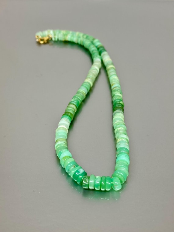 14K Gold Chrysoprase Necklace, Chrysoprase Jewelry, One Of A KIND Gift For Her, Chrysoprase Jewelry Gift For Her.