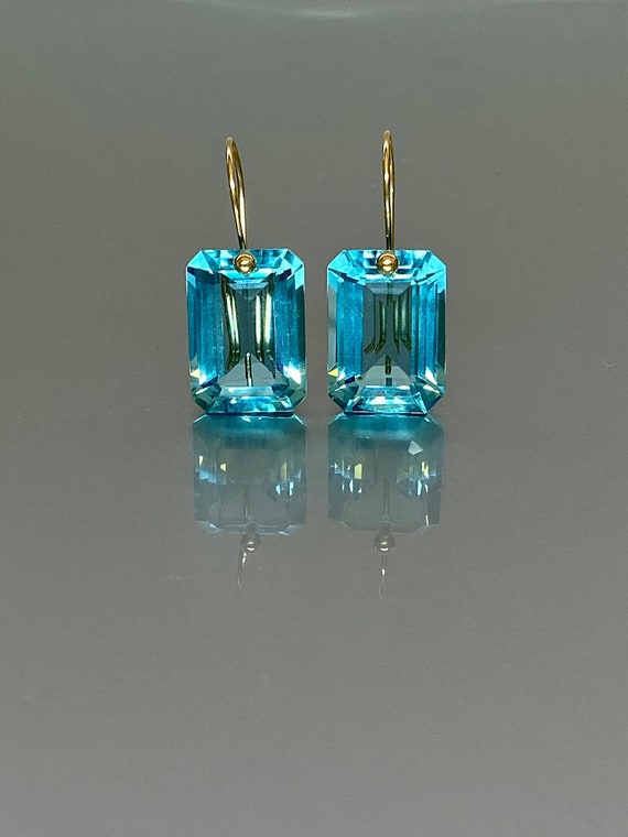 14K/18K Gold Aquamarine Earrings (32 ct), Aquamarine Drop Earring, March Birthstone, Aquamarine Jewelry Gift For Her, Mothers Day Gift
