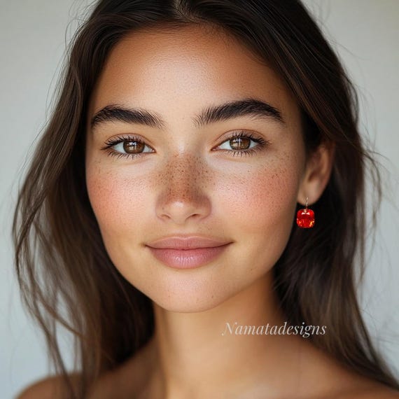 14/18K Gold Fire Opal Dangle Earrings, Orange Opal Drop Earrings, Mexican Opal Earrings, October Birthstone Gift.