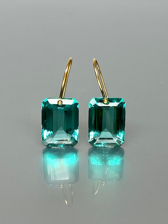 14K/18K  Gold Paraiba Tourmaline Drop  Earrings (30cts), Blue Tourmaline  Drop Earrings, Tourmaline Jewelry Gift For Her, Mother's Day Gift