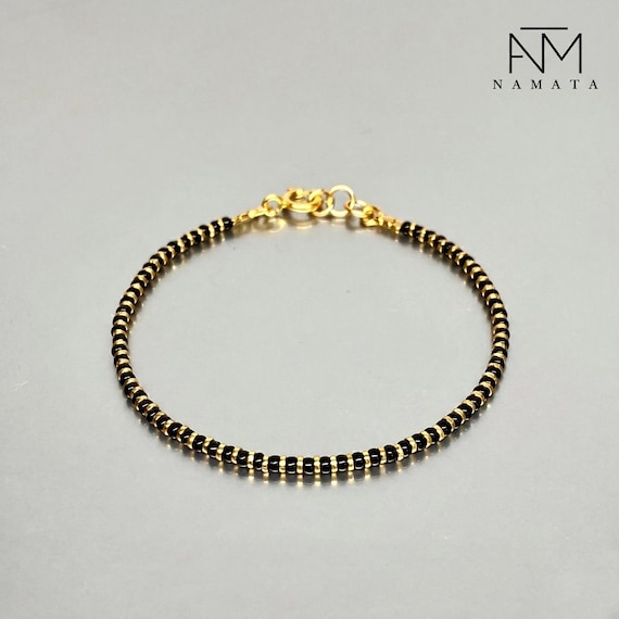 14K Gold Filled Black Minimalist Bracelet, Handmade Minimalist Design, Stacking Bracelet, Layering Bracelet, Everyday Bracelet