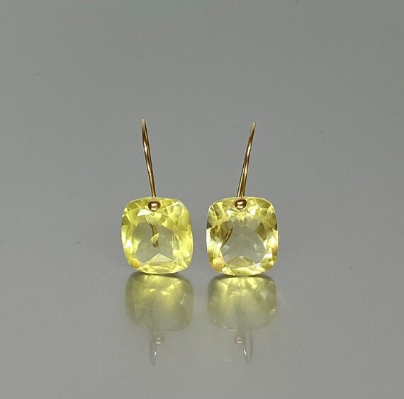 14K/18K Gold Natural Lemon Quartz Earrings, Lemon Quartz Drop Earring,  Yellow Gemstone, Minimalist Earrings, Holiday Gifts For her.