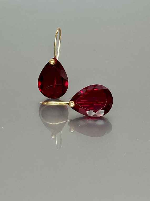 14K/18K Gold Small Teardrop Red Ruby Earrings, July Birthstone  Earrings, Bridal Jewelry, Ruby Jewelry Christmas Gifts For Her.