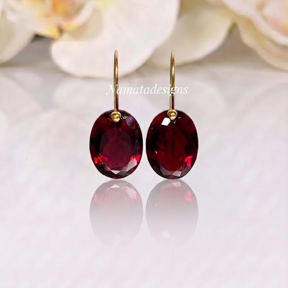 14K/18K Gold Ruby Dangle Earrings, July Birthstone, Red Stone Jewelry, Bridal Jewelry, Ruby Jewelry Gift For Her.
