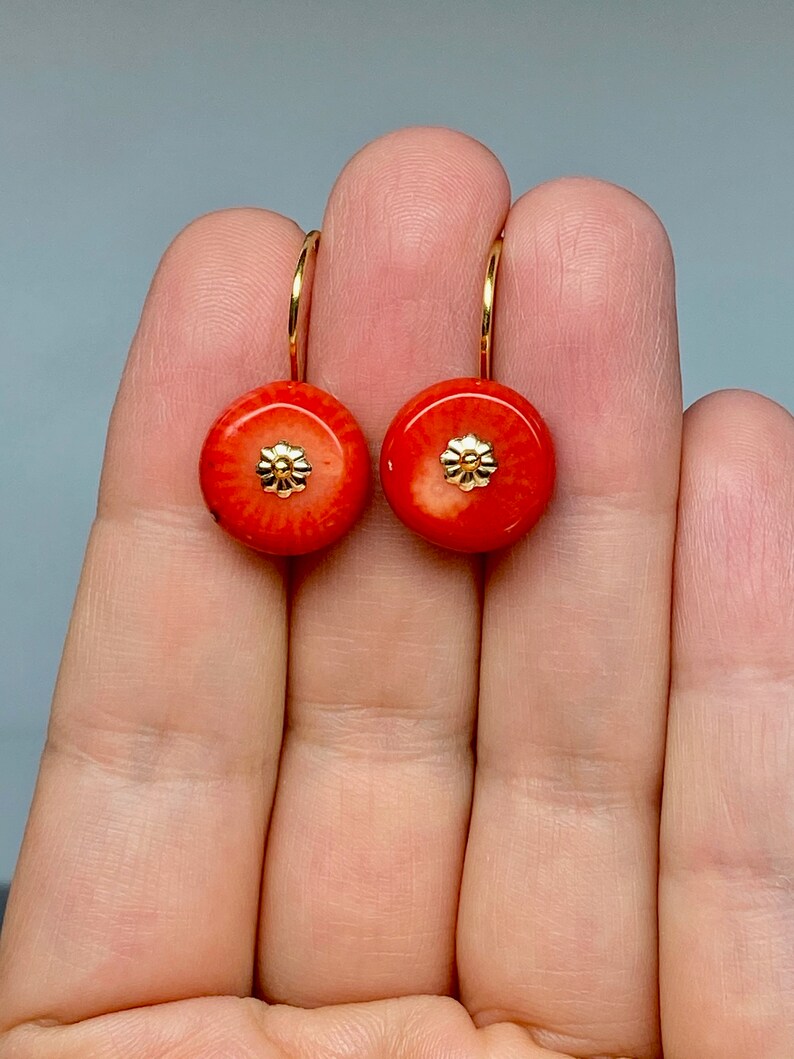 Coral Earrings Coral Flower Earrings Long Coral Earrings Etsy