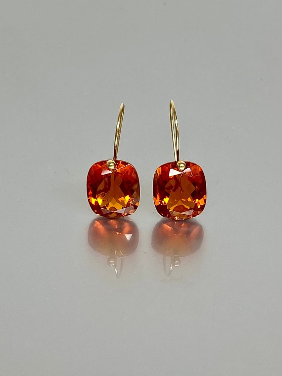 14K/18K Gold Madeira Citrine Earrings  (25 ct), Small Earrings,  November birthstone,  Madeira Citrine Jewelry For Her, Mother's Day Gift