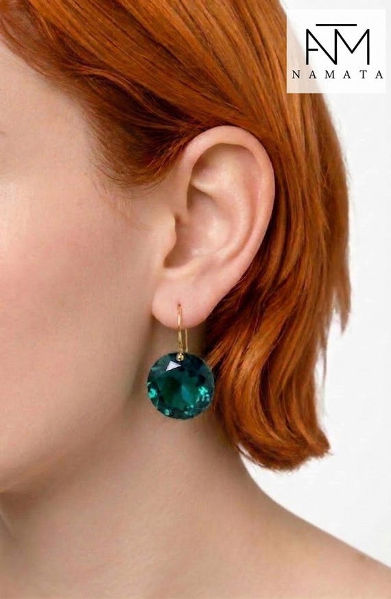 Faceted Oval Green Tourmaline Earrings, 14K Gold or Sterling Silver Dangle