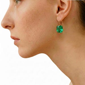 Colombian Emerald Dangle Earrings in 14K or 18K Gold, Green Emerald Drop Earrings, Statement Fine Jewelry Gift