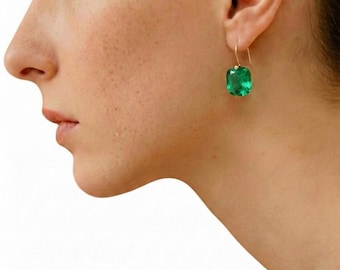Colombianska smaragdörhängen i 14K eller 18K guld, gröna smaragdörhängen, eleganta smycken i present