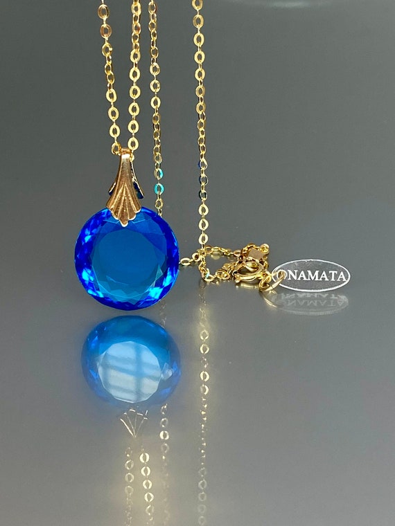 14K Gold Swiss Blue Topaz Necklace, Blue Topaz Pendant, Minimalist Birthstone Necklace, December Birthstone, Mother's Day Gift For Her.