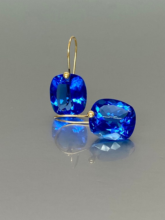 Tanzanite Earrings (24 ct), Tanzanite Drop Earrings Gift For Her, December Birthstone Earrings, Tanzanite Jewlery Gift For Her.