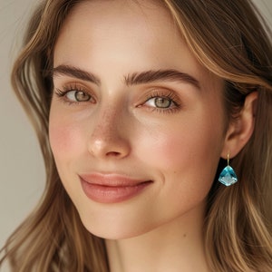 14K Gold Aquamarine Dangle Earrings (36 ct), Aquamarine Statement Earring, December Birthstone Jewelry, Valentines Day Gift For Her