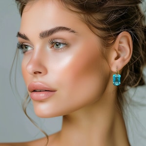 14K/18K Gold  Aquamarine Earrings(32cts), Aquamarine Drop Earring, March Birthstone Earring, Aquamarine Jewelry Gift , Birthstone Earrings