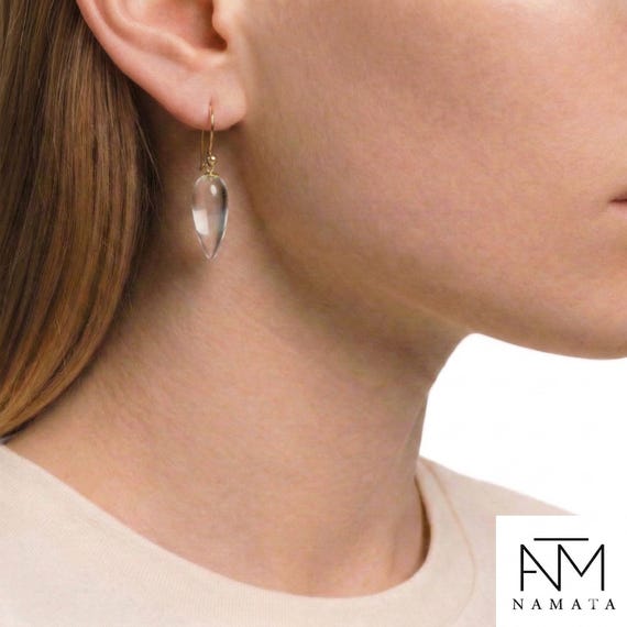 Rock Crystal Teardrop Earrings: Clear Dangle Earrings, Minimalist  Jewelry