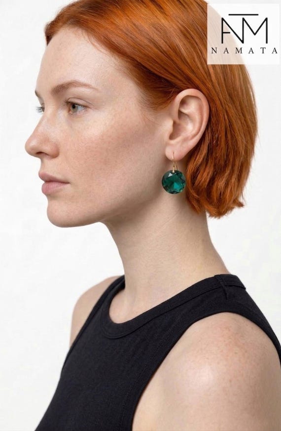 14K/18 K Gold Green Tourmaline Earrings, Statement earrings in Rose Gold or Sterling