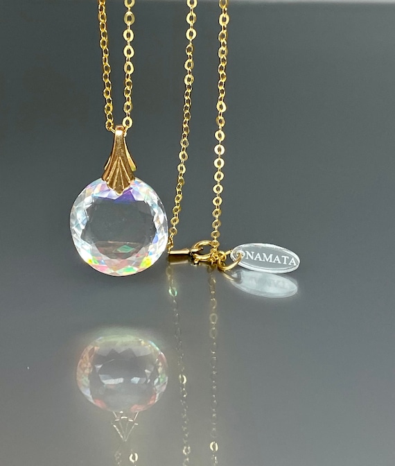 14K Gold Rainbow Mystic Topaz Necklace, Mystic Topaz Pendant, Mystic Topaz Jewellery Gift For Her, Mothers Day Gift.