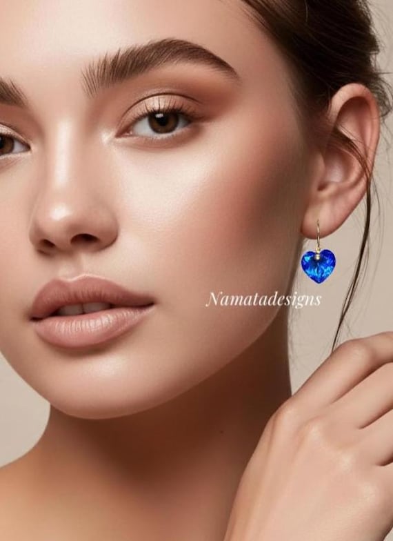 14K/18K  Gold Tanzanite Heart Dangle Earrings, December Birthstone Gift, Small Heart Earrings, Tanzanite Jewelry For Her.