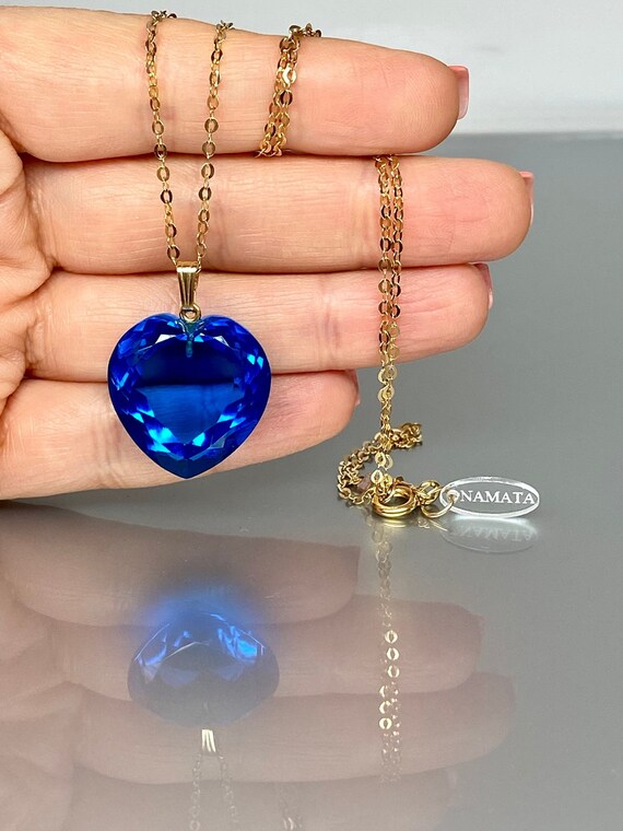 14K Gold Swiss Topaz Heart Pendant Necklace 35 Ct Topaz Pendant