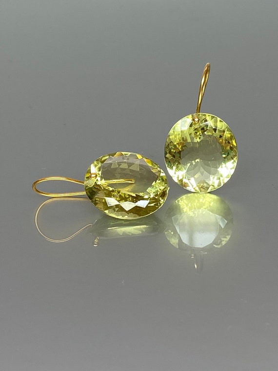 14K Gold Lemon Quartz  Statement Earrings, Lemon Quartz Drop Earring, Lemon Quartz Jewelry, Yellow Topaz Earrings, November birthstone.