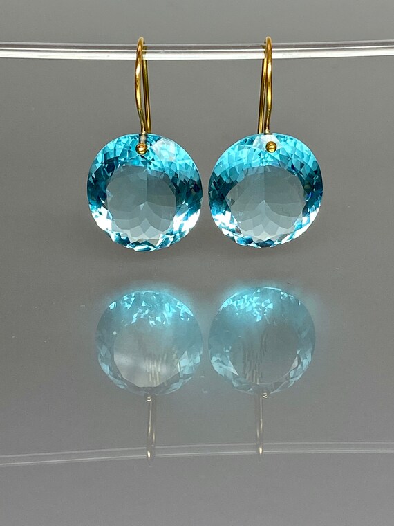 14K Gold Aquamarine Earrings 40cts Aquamarine Statement Etsy