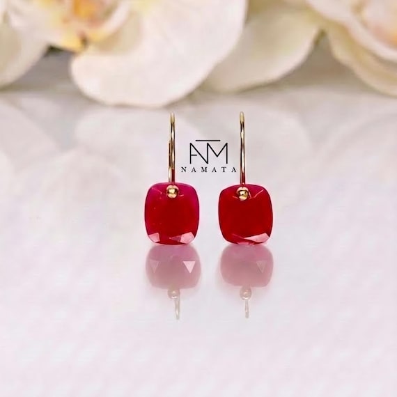Pink Chalcedony Dangle Earrings: 24K Vermeil, 14K Gold Option