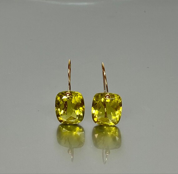 14K/18K Gold Olive Lemon Quartz Earrings (30 ct), Quartz Drop Earring, Yellow Gemstone, Minimalist Earrings, Holiday Gifts For her.