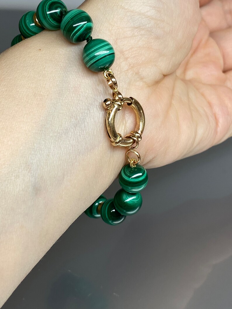 Malachite & Diamond 14k Gold Palace Bracelet