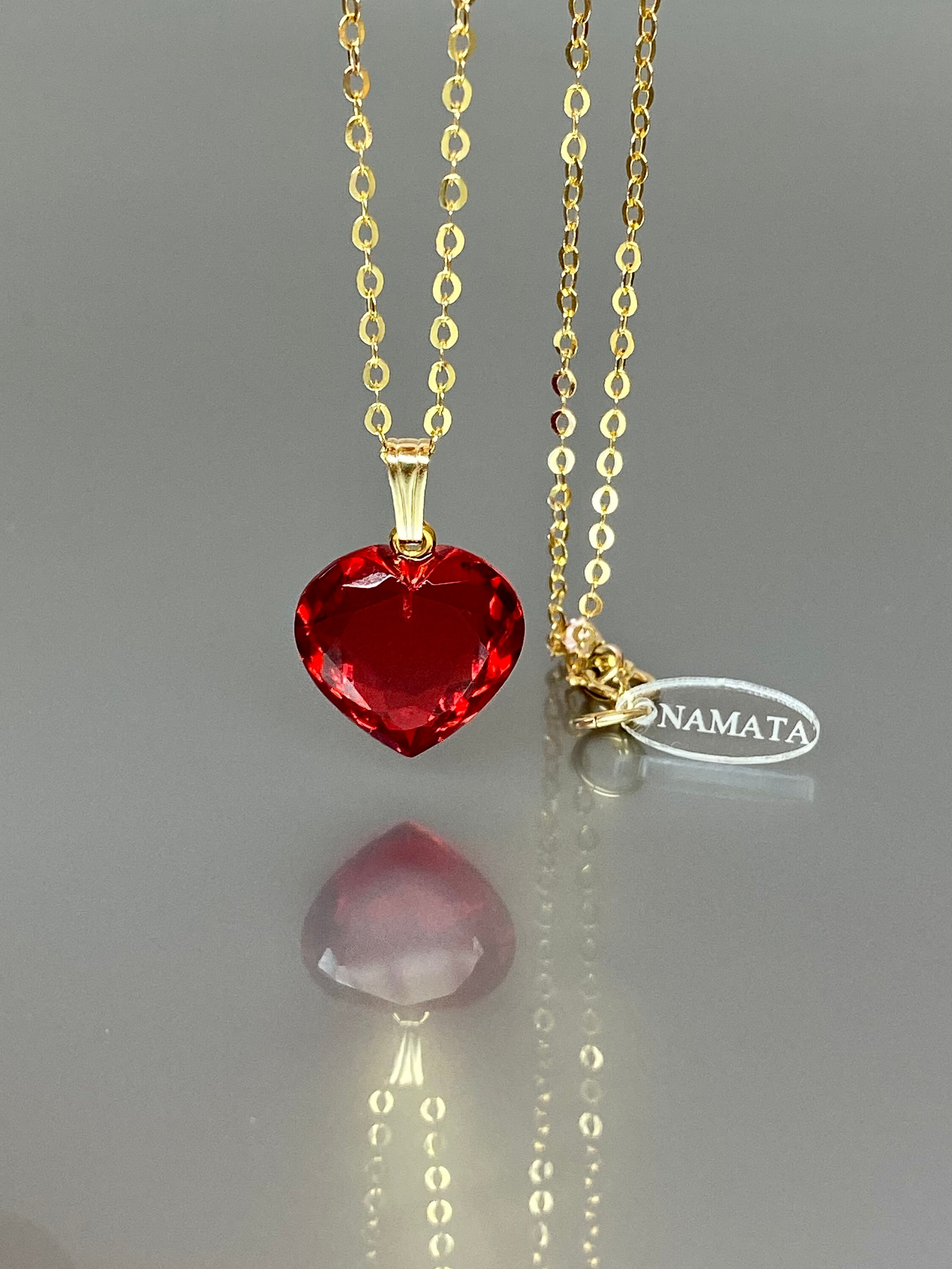 præst placere temperament 14K Gold Red Topaz Heart Necklace Small Heart Pendant - Etsy Hong Kong