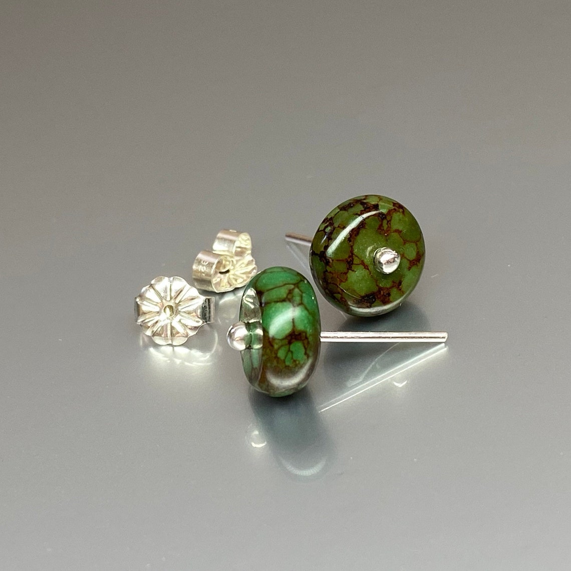Green Turquoise Stud Earrings Gold Turquoise earring Etsy
