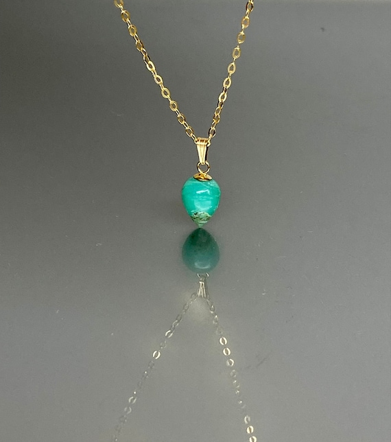 14K Gold Natural  Peruvian Opal  Pendant Necklace, ONE OF A-KIND Necklace, Blue Opal Necklace, Layering Necklace, Opal Jewelry Gift For Her