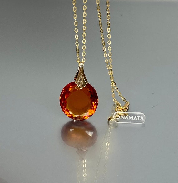 14k Gold Madeira Citrine Pendant Necklace, Minimalis Necklace, November Birthstone, Citrine Jewellery Gift For Her, Oval Pendant.