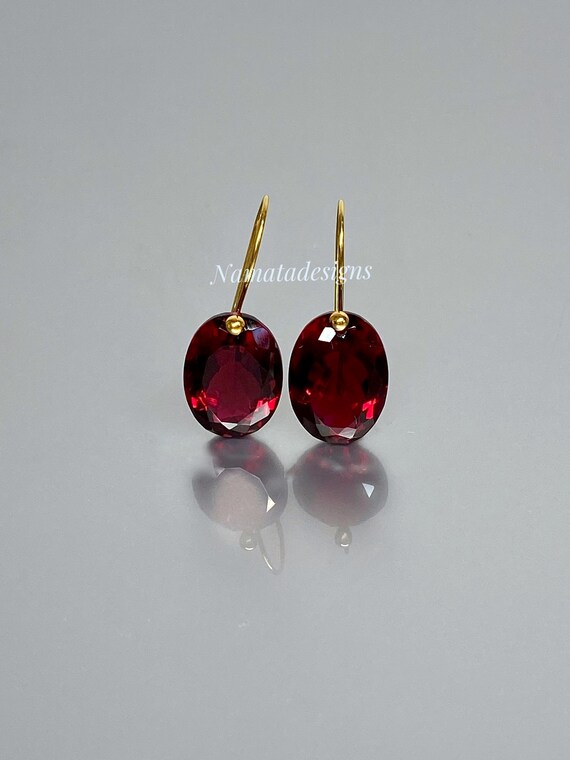 14K/18K Gold Ruby Dangle Earrings, July Birthstone, Red Stone Jewelry, Bridal Jewelry, Ruby Jewelry Gift For Her.