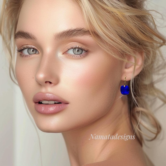 14K/18K Gold Blue Sapphire  Earrings, Blue Gemstone Dangle Earrings, September birthstone, Sapphire Jewellery Gift For Her