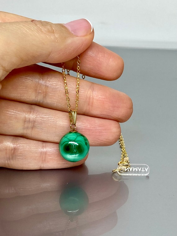 ONE OF-A-KIND Malachite Pendant Necklace, Sphere Necklace, Green Pendant, Minimalist  Drop Pendant, Malachite Jewelry Gift For Her.
