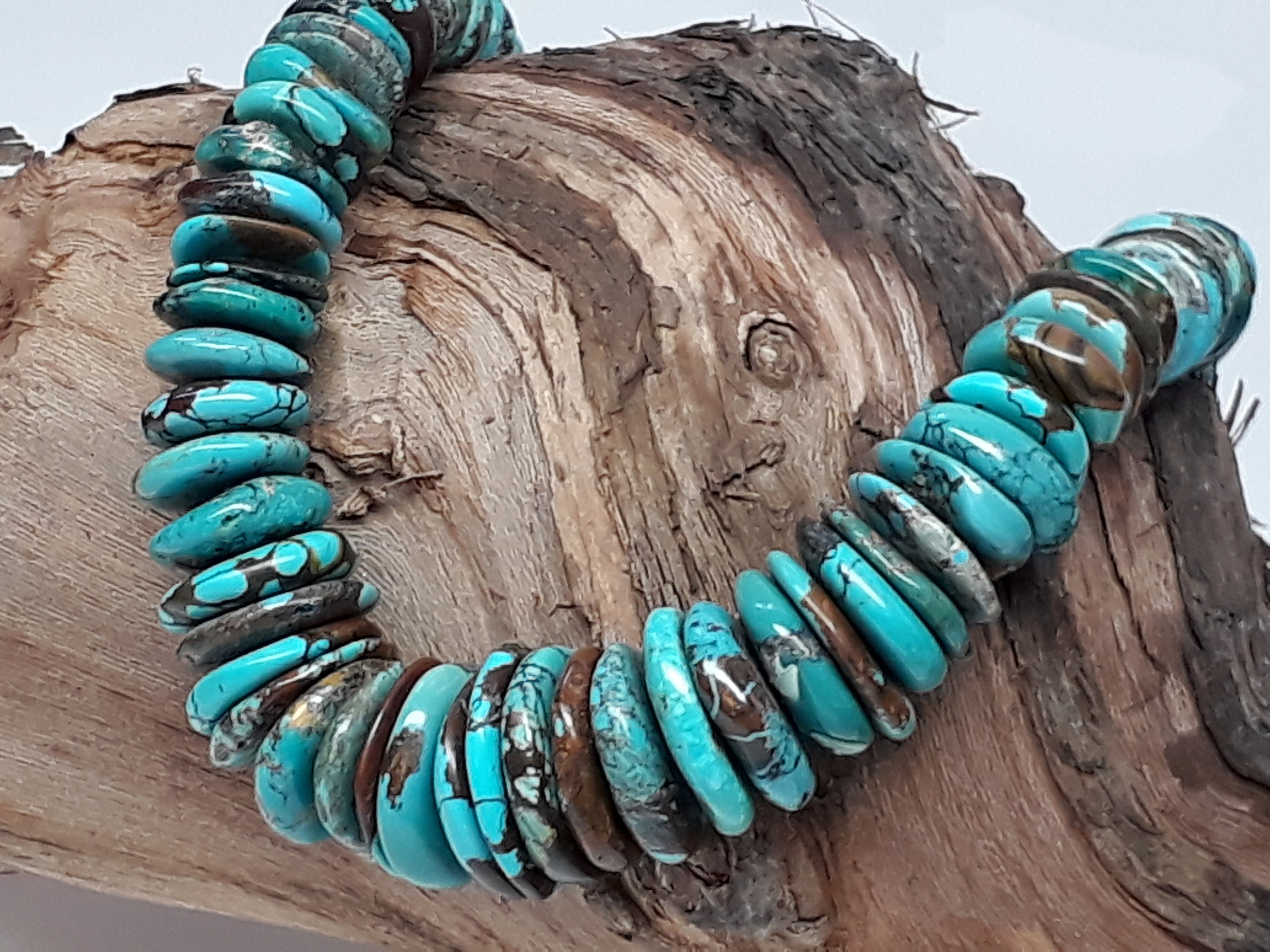 Chunky Turquoise Nugget Necklace for Women or Men, Southwestern Jewelry  Native American Style
