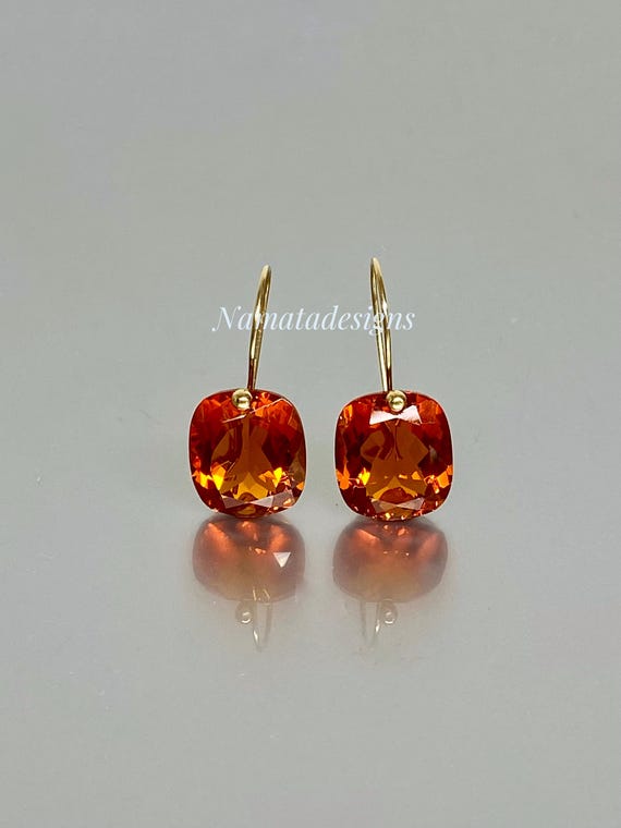 14K/18K Gold Madeira Citrine Dangle Earrings, November Birthstone, Brown Citrine Earrings,Madeira Citrine Jewelry Gift For Her