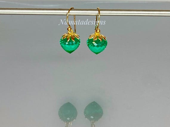 Colombian Emerald  Teardrop Dangle Earrings, Birthstone Earrings Gift, Emerald Jewelry  Gift For Her