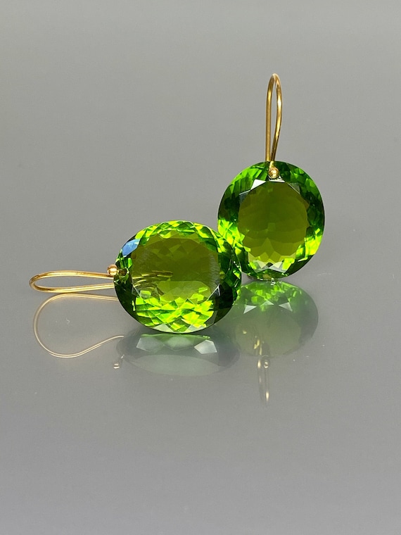 14K Gold Peridot Earrings 37cts Statement Earrings Minimalist Birthstone Earrings Peridot Jewelry Gift for Her Christmas Gift. Etsy