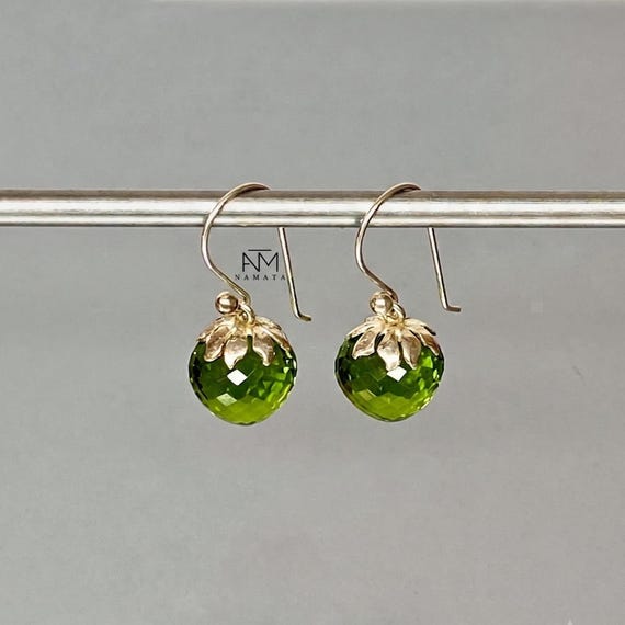 Peridot Teardrop Dangle Earrings, Statement Earrings, Minimalist Birthstone  Earrings, Peridot Jewelry Gift For Her