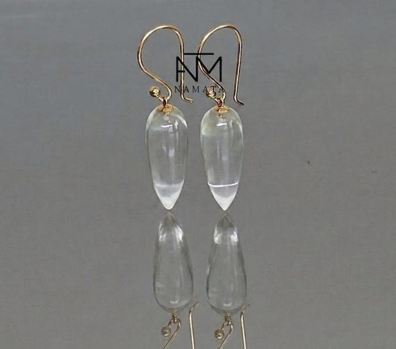 Rock Crystal Teardrop Earrings: Clear Dangle Earrings, Minimalist  Jewelry