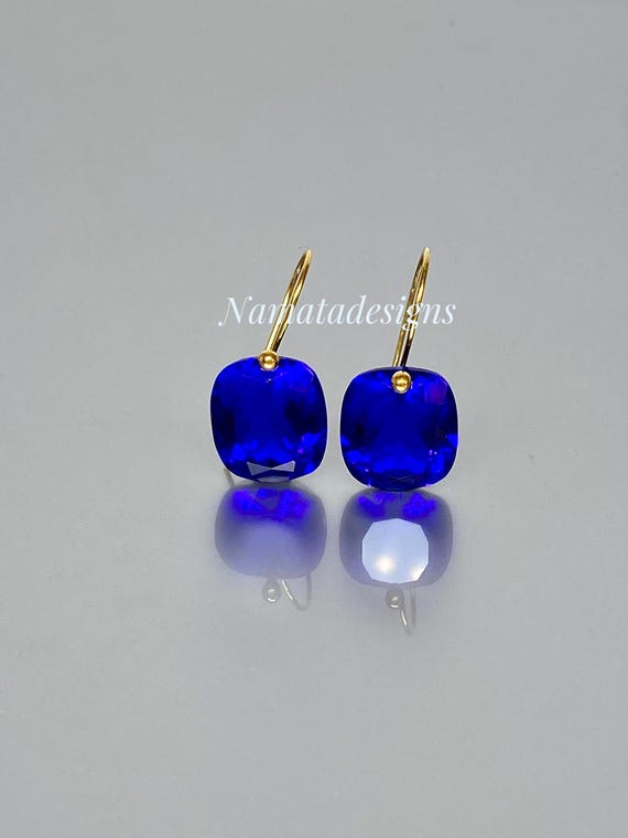 14K/18K Gold Blue Sapphire  Earrings, Blue Gemstone Dangle Earrings, September birthstone, Sapphire Jewellery Gift For Her