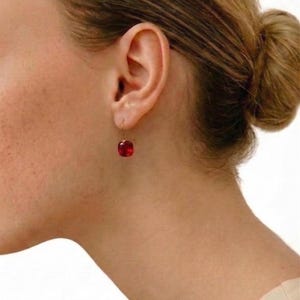 14K Gold Red Ruby  Earrings, Ruby Drop Earrings, July Birthstone, Bridal Jewelry, Ruby Jewelry Gift