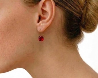 Ohrringe aus 14-karätigem Gold mit rotem Rubin, Rubin-Tropfenohrringe, Geburtsstein Juli, Brautschmuck, Rubinschmuck-Geschenk