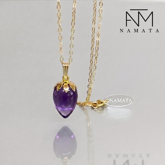 Purple Amethyst Pendant Necklace: February Birthstone, Minimalist Jewelry