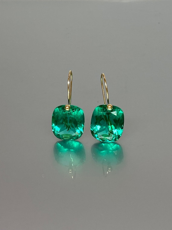 14K/18K Gold Colombian Emerald  Earrings (24 ct), October Birthstone, Emerald Jewelery Gift For Her, Green stone Earrings, Christmas Gifts