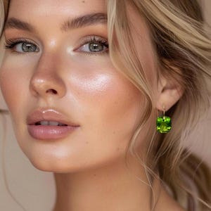 14K Gold Peridot Earrings (26 ct),Green Stone Earrings Minimalist Birthstone  Earrings, Peridot Jewelry Gift For Her, Valentines Gifts.