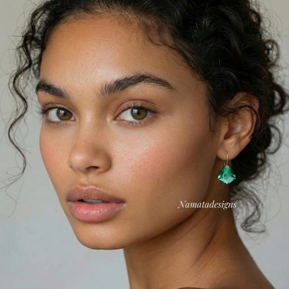 14K/18K Gold Colombian Emerald Dangle Earrings, May Birthstone Jewelry, Emerald Jewelry Gift.