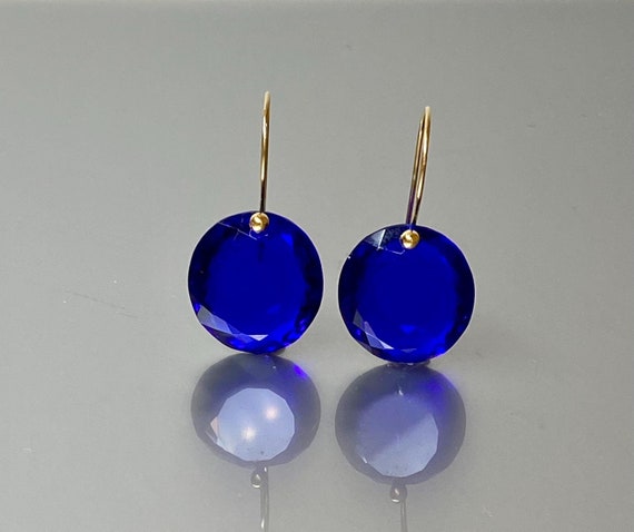 14K Gold Oval Blue Sapphire Earrings (39 ct), Sapphire Dangle Earrings, Oval Earrings, September birthstone, Gift For Her.